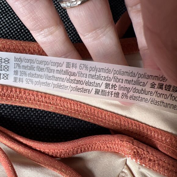 Victoria's Secret Swim Suit 2 Piece Skimpy String Bikini Small Pumpkin Metallic - Picture 5 of 10